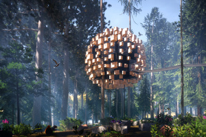  „Biosphere“ von BIG ist das achte Treehotel im Wald von Harads. Erfunden wurde das Konzept der Baumhäuser unter anderem auch, um den Wald vor Abholzung zu bewahren 