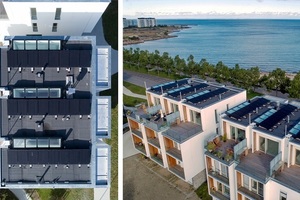  Linearlights des Systems VELUX Modular Rooflights belichten als Lichtbänder eine moderne Wohnhausanlage im dänischen Østerbro. 