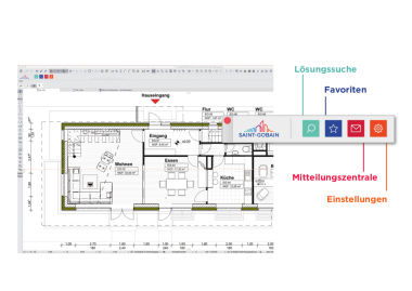 Screenshot des Saint-Gobain Plug-In: Schnellzugriff auf über 10.000 Bauteil-Lösungen in BIM-Qualität