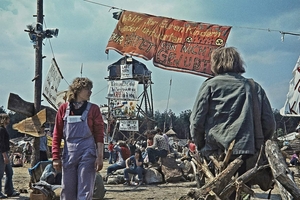  1980, Republik Freies Wendland, Gorleben, ein von Atomkraftgegnerinnen errichtetes Hüttendorf 