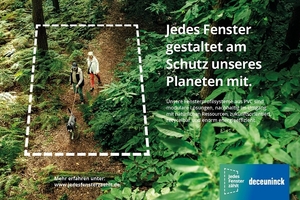  Im Zentrum der Nachhaltigkeitskampagne stehen die nachhaltigen Eigenschaften der Deceuninck Produktpalette. 