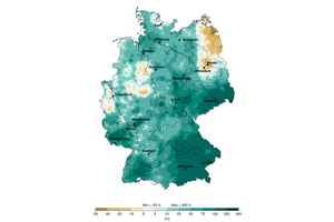  Abweichungen vom Normalwert der Niederschlagsmenge im September 2024. 