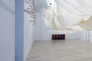  Giardini, Serbischer Pavillon mit „Unraveling: New Spaces“: Luftige Wolltücher werden im Ausstellungszeitraum „zurückgebaut“, ein Kreislaufthema 