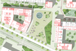  Grundriss Markus-Zeller-Platz mit Neuplanungen in rot, o. M. 
