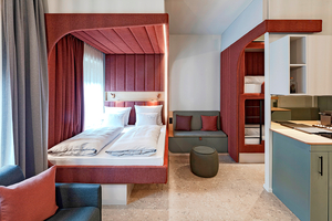 Satte Farben: Das Hotel umfasst 84 Zimmer und Apartments