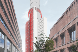  Juliana Torres und Yaren Kilic versehen den Fernsehturm mit 3 „Armen“ in denen 117 Wohnungen Platz finden sollen 