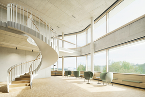  Scheinbare Resträume sind hier Nutzflächen: Die aus der Grundrissgestaltung resultierende, sehr offene Raumlandschaft bietet Rückzug, Raum für informelles Aufeinandertreffen und interdisziplinäres Arbeiten 