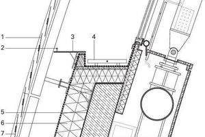  Fußpunkt gewölbte Glaswand, M 1 : 25 