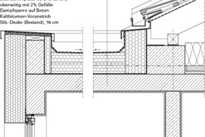  Detail Flachdachanschluss Satteldach, M 1 : 20 