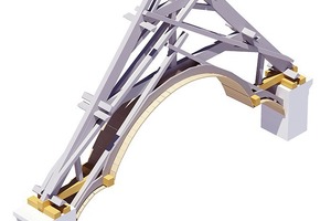  Abb. 14: Bindergespärre des Dachwerks über dem Steinernen Saal mit in den Dachraum einschneidenden hölzernen Tonnengewölbe 