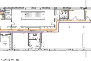  1. Obergeschoss Trakt 1, Lüftung, M 1 : 250 