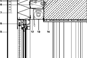  Detail Deckenkopf, vertikaler Fassadentyp, Büro/Büro M 1 : 12,5 