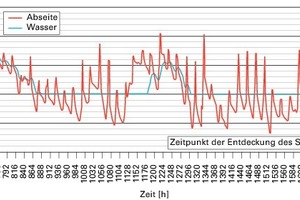  Bild 7: Berechnete Temperaturen (Randbedingungen: Abseitenwand gedämmt, Temperatur im Gebäude: 16 °C, Rohrdämmung trocken) 