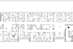  	1	Empfang	2	Anmeldung	3	Büro	4	Sono/EKG	5	Sprechzimmer	6	Warten	7	Labor	8	Blutabnahme	9	Abstellraum	10	Personalraum	11	Schleuse	12	Tresor/Heißlabor	13	Abklingraum	14	Applikation	15	WC Aktiv	16	EKG	17	Kamera	18	Kontrollraum	19	WC Damen	20	WC Herren	21	Serverraum	22	Beh. WC	23	Personalumkleide	24	Putzmittelraum 