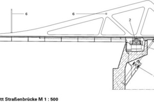  Längsschnitt Straßenbrücke, M 1 : 500 