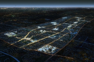  „Zhangjiang Science and Technology City”. Die Clusterbildung ist bei Nacht gut zu erkennen 