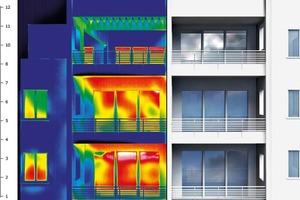  Thermografie der Oberflächentemperturen einer Balkonfassade 