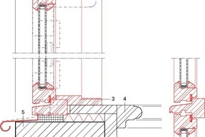   Vertikal- und Horizontalschnitt, Anschluss an historische Holzleibung, M 1: 7,5 