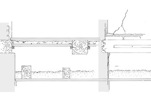  Abb. 4: typischer zweiteiliger Aufbau der Geschossdecke zwischen 1. und 2. Obergeschoss am Prälatenstock, Vertikalschnitte in beide Ebenen 