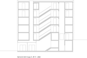  Schnitt AA Fuhlrottstraße Wuppertal Solitär, Haus H 1, M 1 : 250 