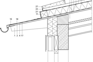  Detail Südbogen Traufe Gründach, M 1 : 20 