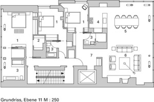  Grundriss Ebene 11, M 1 : 250 