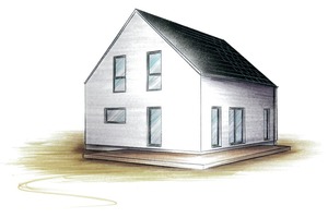  Aus dem Katalog: das LUX-Haus, „intelligenter Grundriss“, „zeitlose Architektur“, „fügt sich elegant in jedes Baugebiet ein“. Na dann ... 