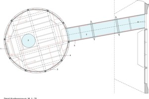  	1	Bildschirm	2	Glasboden	3	Power LED	4	Träger, 45 x 160 mm	5	Glasgang, 8 mm Sicherheitsglas			6	Stahlträger, HEA 120 