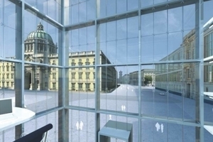  2. Preis: Kaspar Kraemer Architekten, Köln, diese Simulation möchte den Eindruck erwecken, hier werde nichts verborgen (ehemaliges Staatsratsgebäude rechts) 