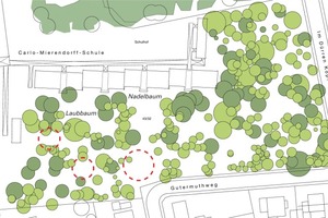  Um möglichst viele Bäume zu erhalten, um der Grundstückssituation mit dem Wald gerecht zu werden und dem Ganzen baulichen Ausdruck zu verleihen, wurden drei kompakte Baukörper in Form von Baumhäusern geplant 