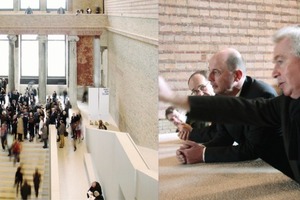  v.l.n.r: Treppenhalle, Bundesminister a. D., Architekt, Museumsdirektor … sie ahnten den Preisregen nicht     