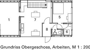  Grundriss Obergeschoss, Arbeiten, M 1 : 200 