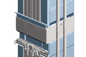  Bei einem Doppeldecker-Aufzug sind zwei Kabinen vertikal miteinander gekoppelt, so dass jeweils zwei Stockwerke gleichzeitig angefahren werden 