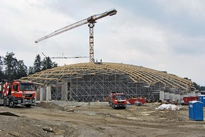  Parametrisches Lehrgerüst: Die komplexe Form des zweifach gekrümmten Daches des Elefantenhauses sollte auf einem Spantengerüst errichtet werden  