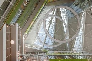  1200 Arbeitsplätze sind in der neuen
Unilever Firmenzentrale in der Hamburger HafenCity untergebracht. Das Atrium als zentrales
Element bietet zahllose Möglichkeiten der informellen Kommunikation  