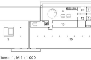  Grundriss 1. Untergeschoss, M 1 : 1 000  