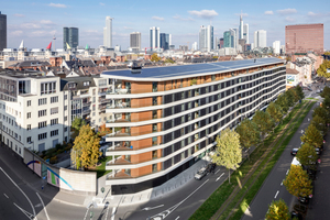  Das Aktiv-Stadthaus liegt an der viel befahrenen Speicherstraße und ist wie das Grundstück 150 m breit und nur 9 m tief 