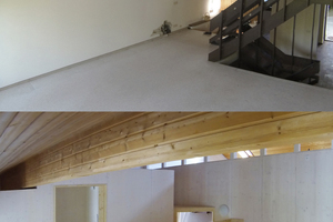  Die Bildmontage zeigt den Raum vor (oben) und nach dem Einbau (unten) 