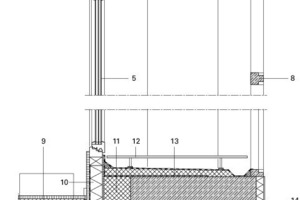  Fassadendetail, Trakt D, ehemalige Turnhalle, M 1 : 25 