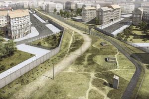 Virtuelle Darstellung der damaligen Grenzanlagen an der Berliner Mauer 