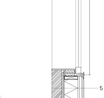  	1	Dach-Hybridkollektoren	2	Horizontal Markise	3	Glasgeländer eingespannt	4	Sonnenschutzanlage	5	Außenwand:  		Schindeln Weißtanne 25 mm		Rauhspund 24 mm		Hinterlüftung 40 mm		Winddichtpapier 		DWD 30 mm		Wärmedämmung Zellulose 240 mm		OSB 16 mm		Installations-, Ausgleichsebene Ausgedämmt 4 – 10 mm		Ökodampfsperre verklebt		Holzstrick Bestand, innen sichtbar gebürstet 180 mm	6	Wandaufbau Bestand:		Außenputz 15mm		Ziegelmauerwerk 400 mm		Innenputz 15 mm	7	Wandaufbau Kriechkeller:		Gleisanlage		Natursteinwand	8	Terrasse/ Dach:		Feinsteinzeug, Rasenteppich 20 mm		Unterkonstruktion 120 mm		Schutzmatte 		2-lagige Bitumenabdichtung 10 mm		EPS Gefälledämmung 100 mm		Holzfaserwärmedämmung 300 mm		Elektroabschirmnetz geerdet		Dampfsperre Aluminium		Brettstapeldecke 140 mm		GK-Decke, beschichtet 50 mm	9	Bodenaufbau:		Weißtanne, gebürstet 20 mm 		Fußboden-Heizsystem-Element 45 mm 		Holzfasertrittschalldämmplatte 30 mm		Dampfsperre 		EPS W20 Wärmedämmung 160 mm 		Ausgleichsschüttung		Bitumen Abdichtung, vollflächig 10 mm		Betondecke 120 mm 