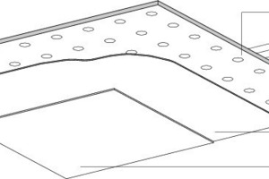  Akustikdeckensystem aus Gipskartonlochplatten mit aufgespritztem Akustikputz 