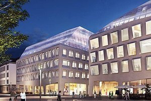  Das Dorotheen-Viertel entsteht in der Nähe zum Marktplatz: Architekten sind Behnisch Architekten aus Stuttgart, Bauherr ist das Warenhaus Breuninger 