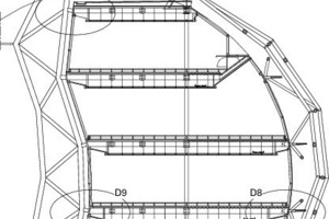  Fassadenschnitt, M 1 : 250 