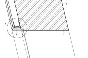  Detail Schnitt, spitzwinkelige Türleibung, M 1 : 2,5 