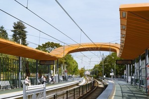  Rübsamen + Partner haben mit dieser Stadtbahnhaltestelle nicht nur eine bemerkenswerte Architektur erbaut, sie haben auch eine Landmarke mit Merk-effekt geschaffen, die der lokalen Orientierung dient 