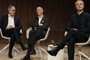  Auf der Pressekonferenz: Pierre de Meuron, Jacques Herzog, Ascan Mergenthaler 