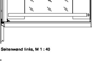  Schnitt und Deckenansicht Aufzugkabine, M 1 : 40 