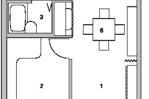  Regelgrundriss 1 (20 m²), M 1 : 100 