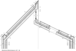  Detailschnitt Biblioteksturm, M 1 : 40 